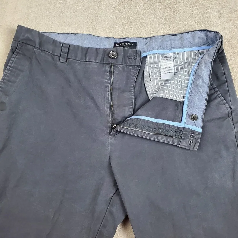 Banana Republic Aiden Chino Pants Mens 38x30 Gray Classic Fit Stretch Casual